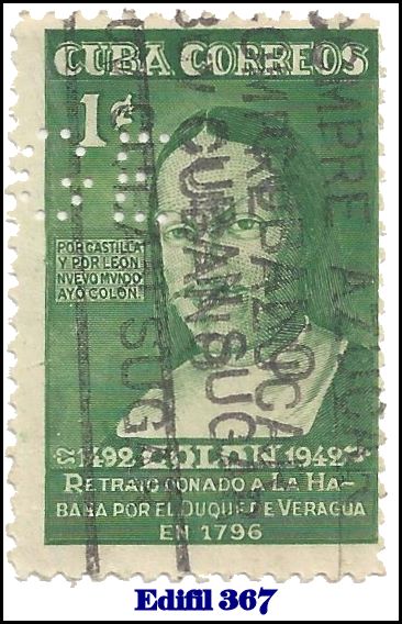 GE Edifil 367 perfin stamp