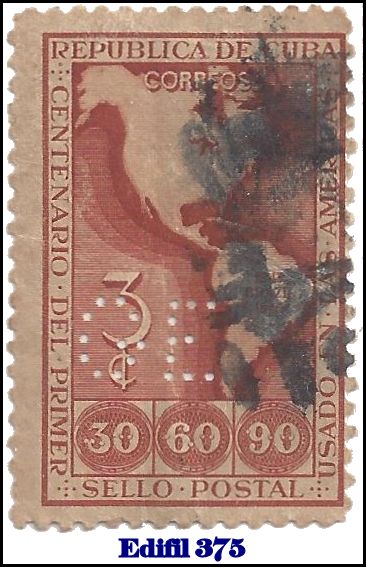 GE Edifil 375 perfin stamp