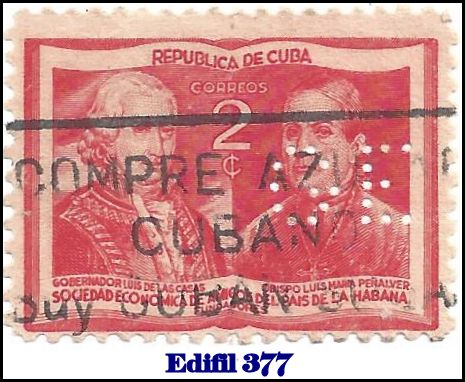 GE Edifil 377 perfin stamp