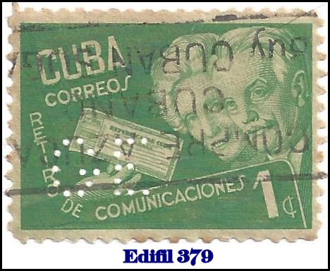 GE Edifil 379 perfin stamp