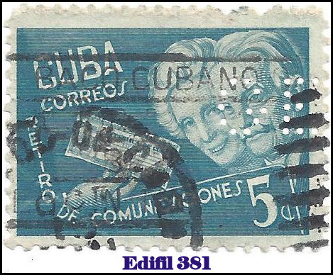 GE Edifil 381 perfin stamp