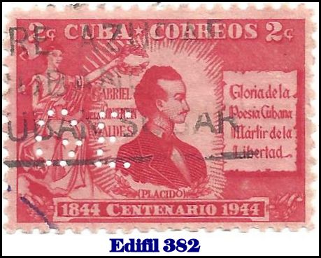 GE Edifil 382 perfin stamp