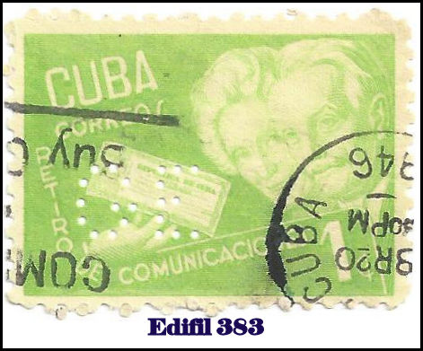GE Edifil 383 perfin stamp