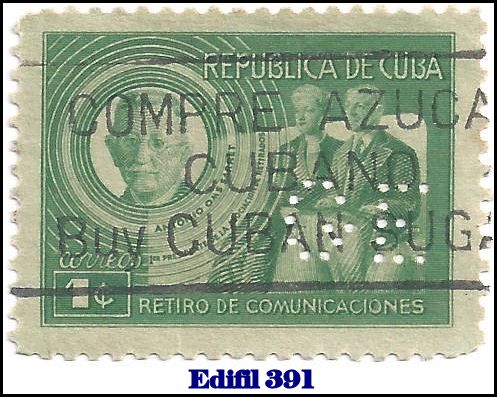 GE Edifil 391 perfin stamp