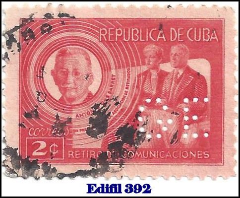 GE Edifil 392 perfin stamp