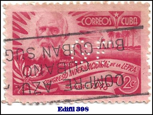 GE Edifil 398 perfin stamp
