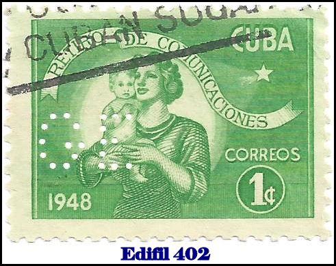 GE Edifil 402 perfin stamp