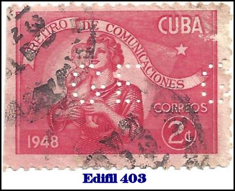 GE Edifil 403 perfin stamp