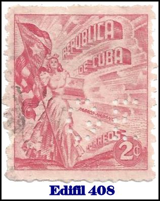 GE Edifil 408 perfin stamp