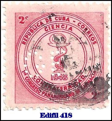 GE Edifil 418 perfin stamp