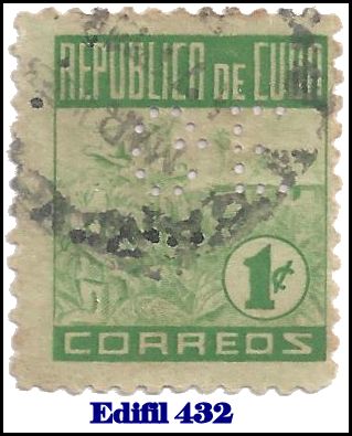 GE Edifil 432 perfin stamp