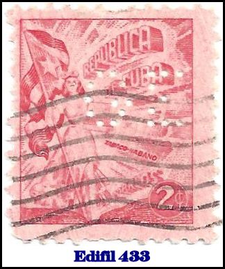 GE Edifil 433 perfin stamp