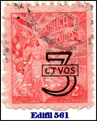 GE Edifil 561 perfin stamp