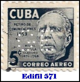 GE Edifil 571 perfin stamp