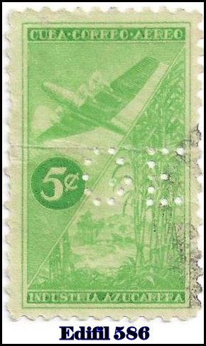 GE Edifil 586 perfin stamp