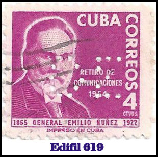 GE Edifil 619 perfin stamp