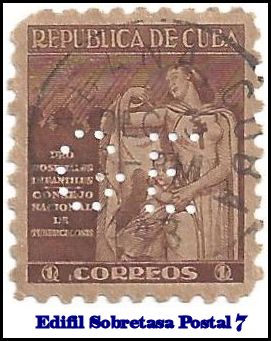 GE Edifil PostalTax 7 perfin stamp