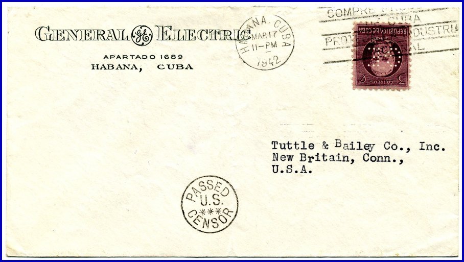 1942 GE Perfin Cover