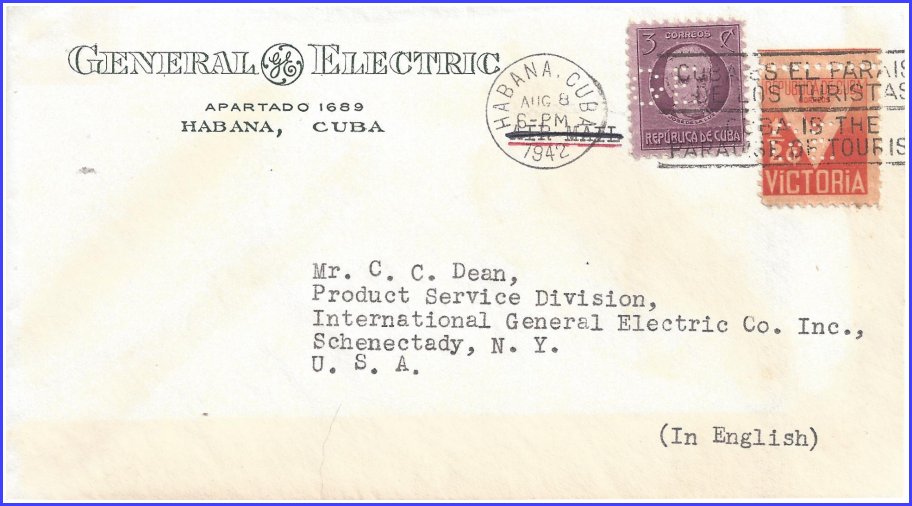 1942 GE Perfin Cover