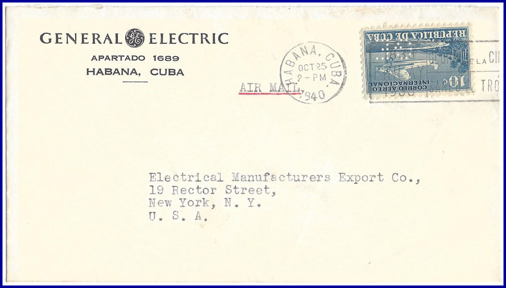 1940 GE Perfin Cover