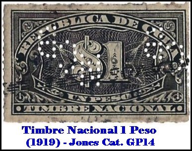 Timbre Nacional 1 Peso.