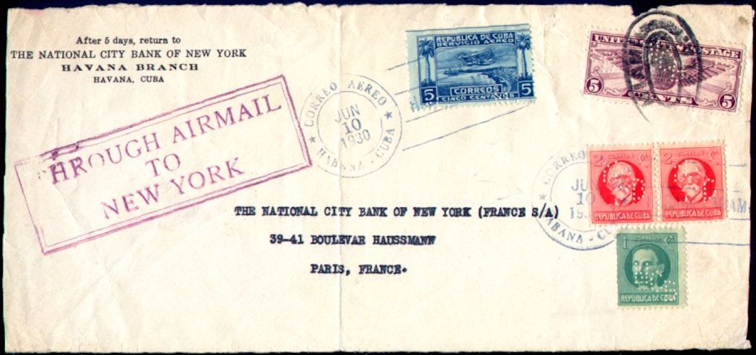 1930 NCB Perfin Cover
