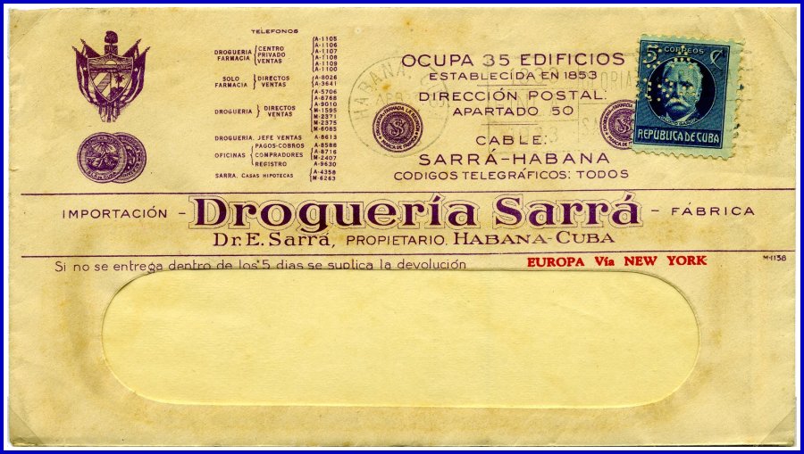 1933 SARRA Perfin Cover