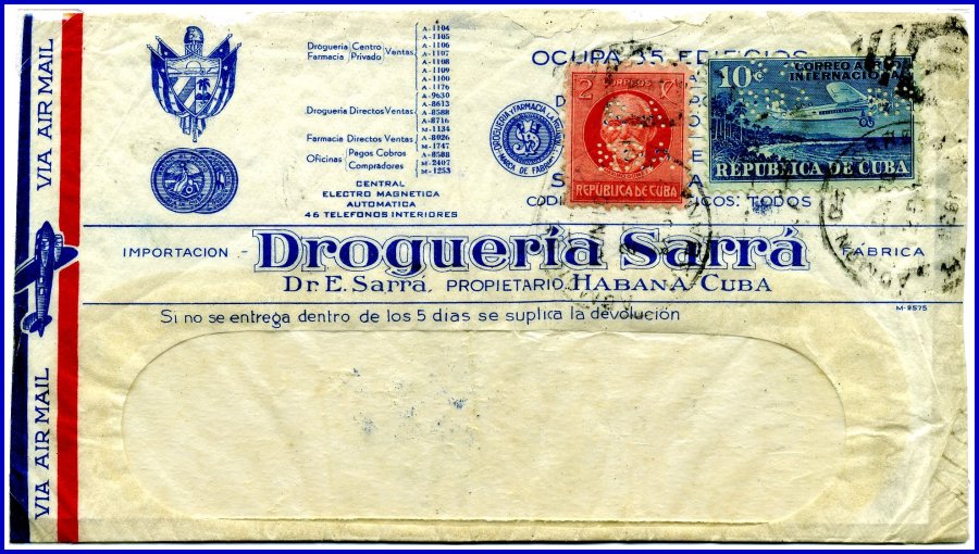 1938 SARRA Perfin Cover