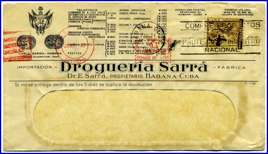 1942 SARRA Perfin Cover