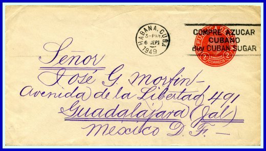 1949 - 2 centavos - Used to Mexico City