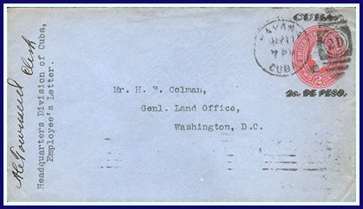 1899 — 2¢ used double surcharged envelope