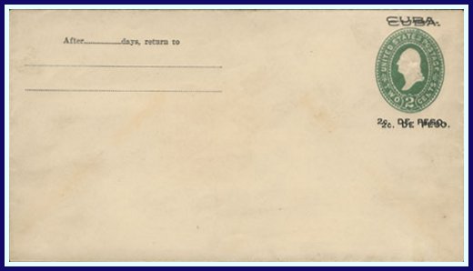 1899 — 2¢ double surcharged envelope