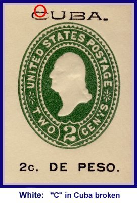 1899 — 2¢ Washington, Type I - 'C' in Cuba broken